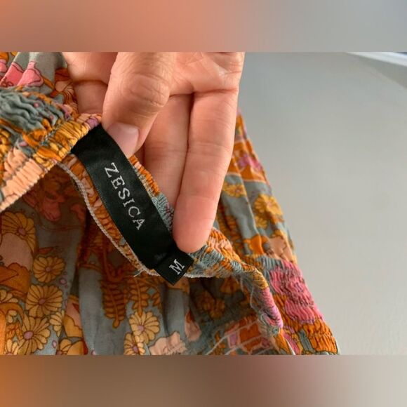 Zesica Floral Multi Color Pattern Maxi Dress Sleeveless Open Back Size M - Picture 6 of 9